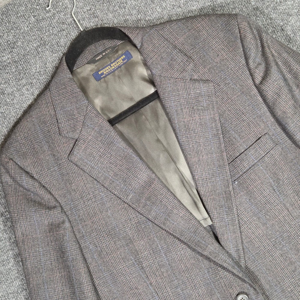 Brooks Brothers Brooksgate Blazer Mens 41R Grey Glen Plaid Sport Coat USA Made